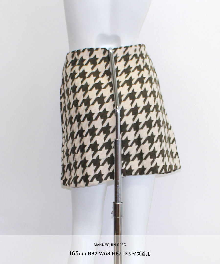 Riff Houndstooth Mini Skirt Short Skirt Tight Skirt Bottom Houndstooth Pattern