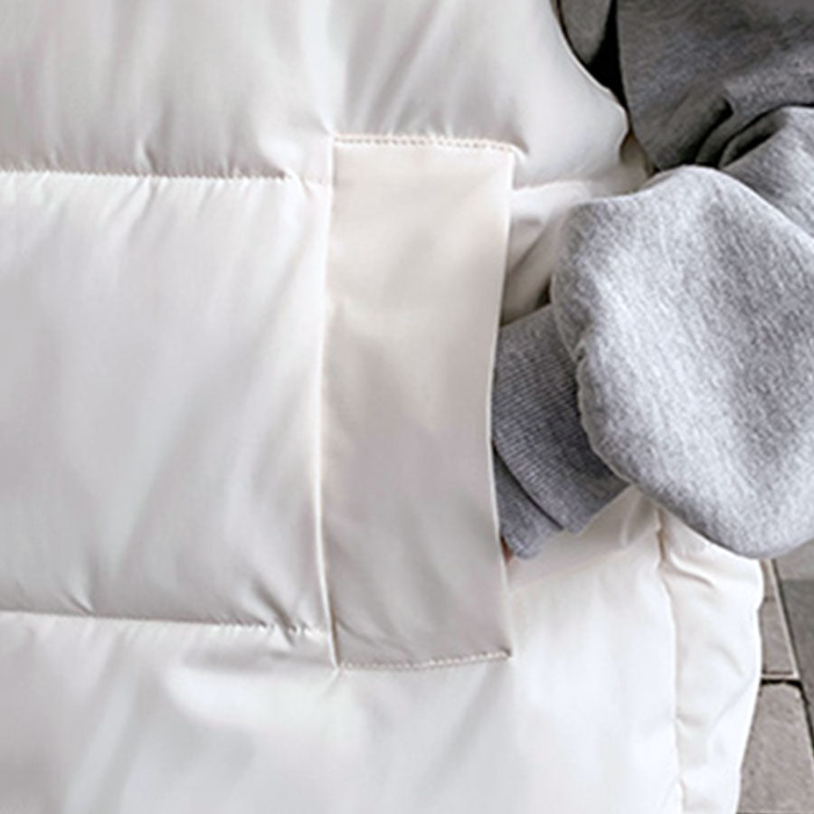 リフ Riff 中綿ベスト オーバーサイズ ダウンベスト アウター ジャケット ブルゾン 無地 (アイボリー) アイボリー