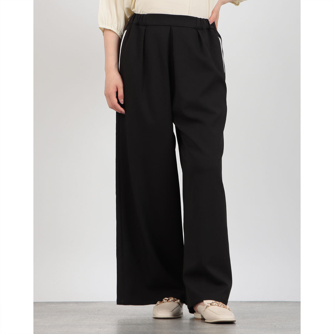 リバース プラス Re:Birth+ ラインポケットフロントタックワイドパンツ (ブラック) ブラック