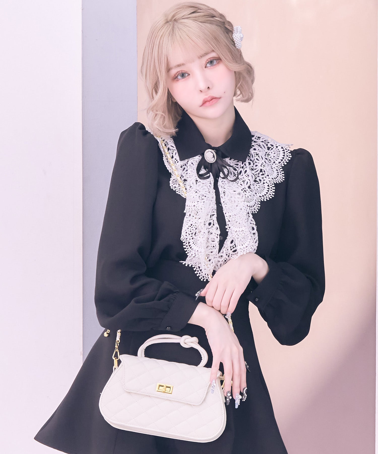 レティカ Retica 結びハンドル 2Way キルティング バッグ (ホワイト) ホワイト