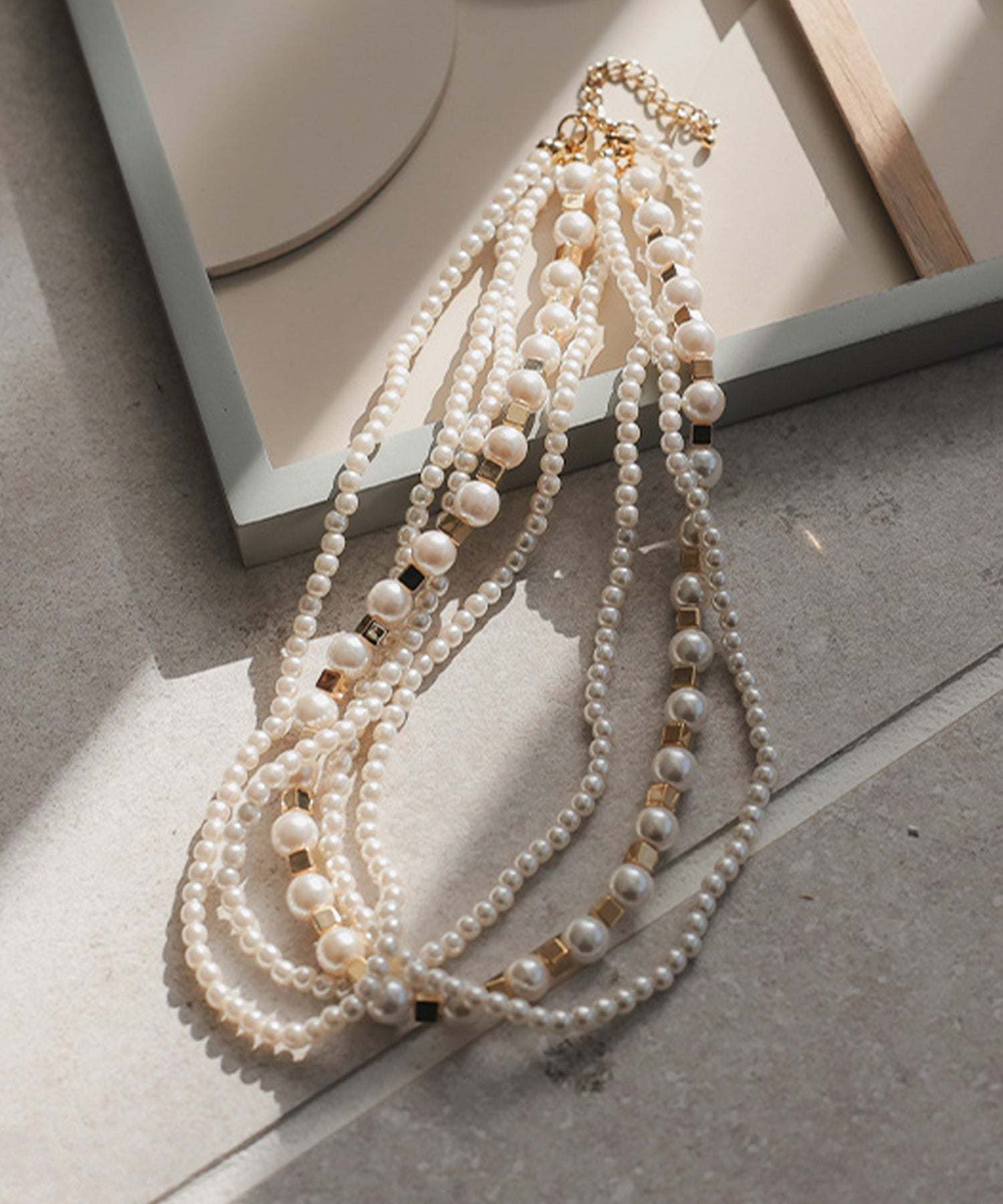 レティカ Retica 大小ミックスホワイトパールネックレスアクセサリー結婚式