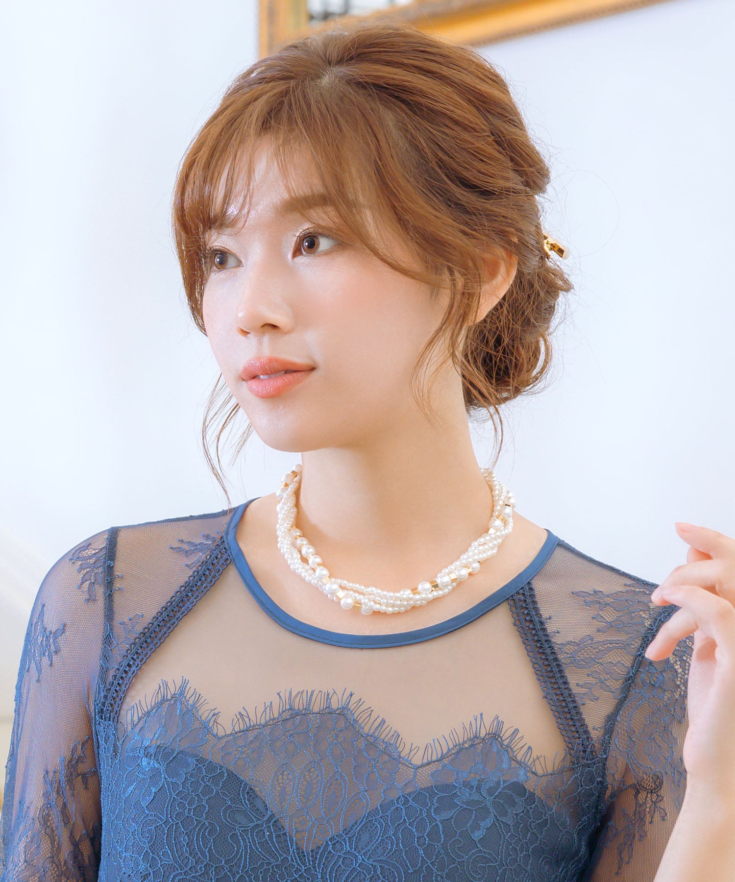 レティカ Retica 大小ミックスホワイトパールネックレスアクセサリー結婚式 (ホワイト×ゴールド) ホワイト×ゴールド