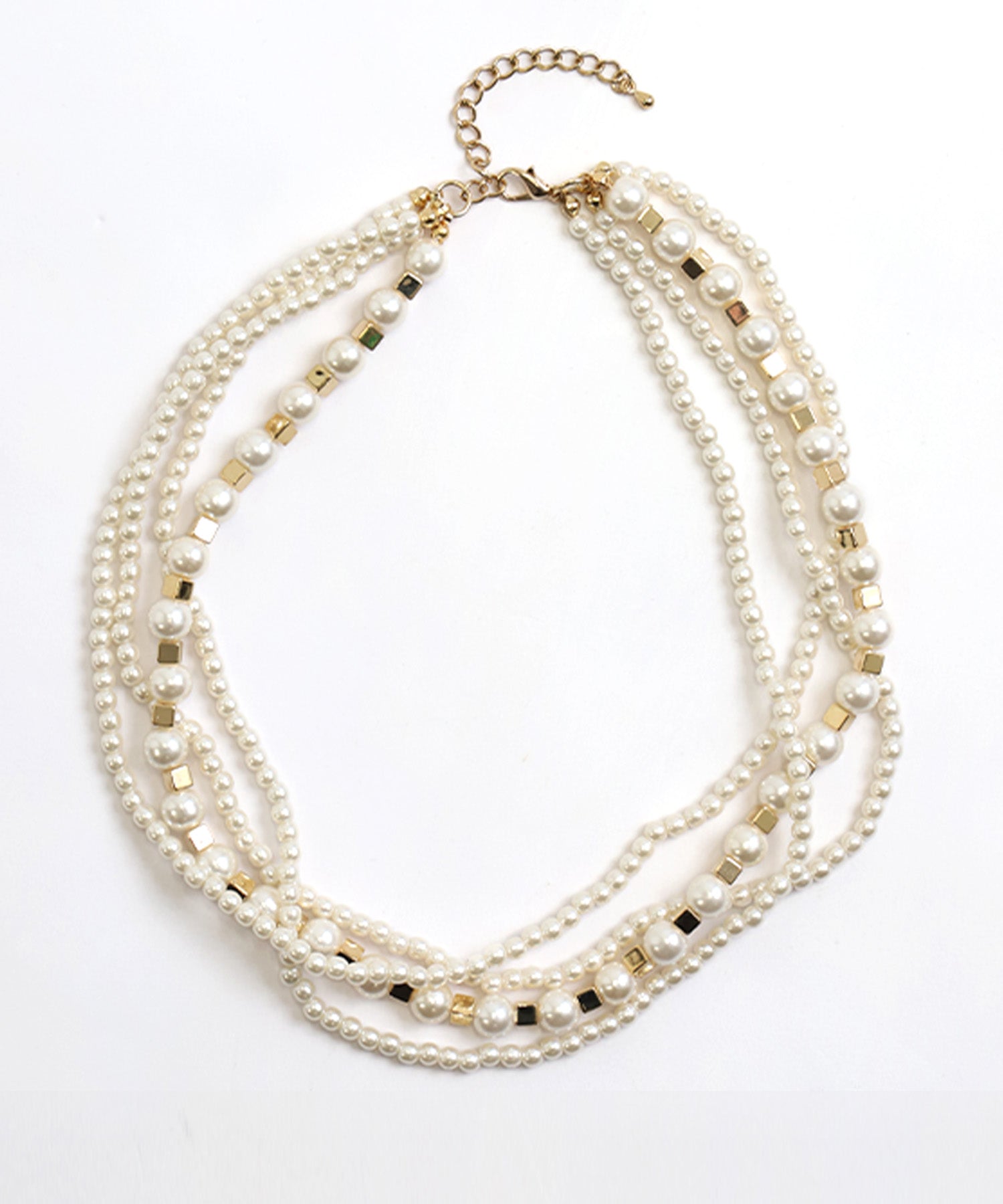 レティカ Retica 大小ミックスホワイトパールネックレスアクセサリー結婚式 (ホワイト×ゴールド) ホワイト×ゴールド