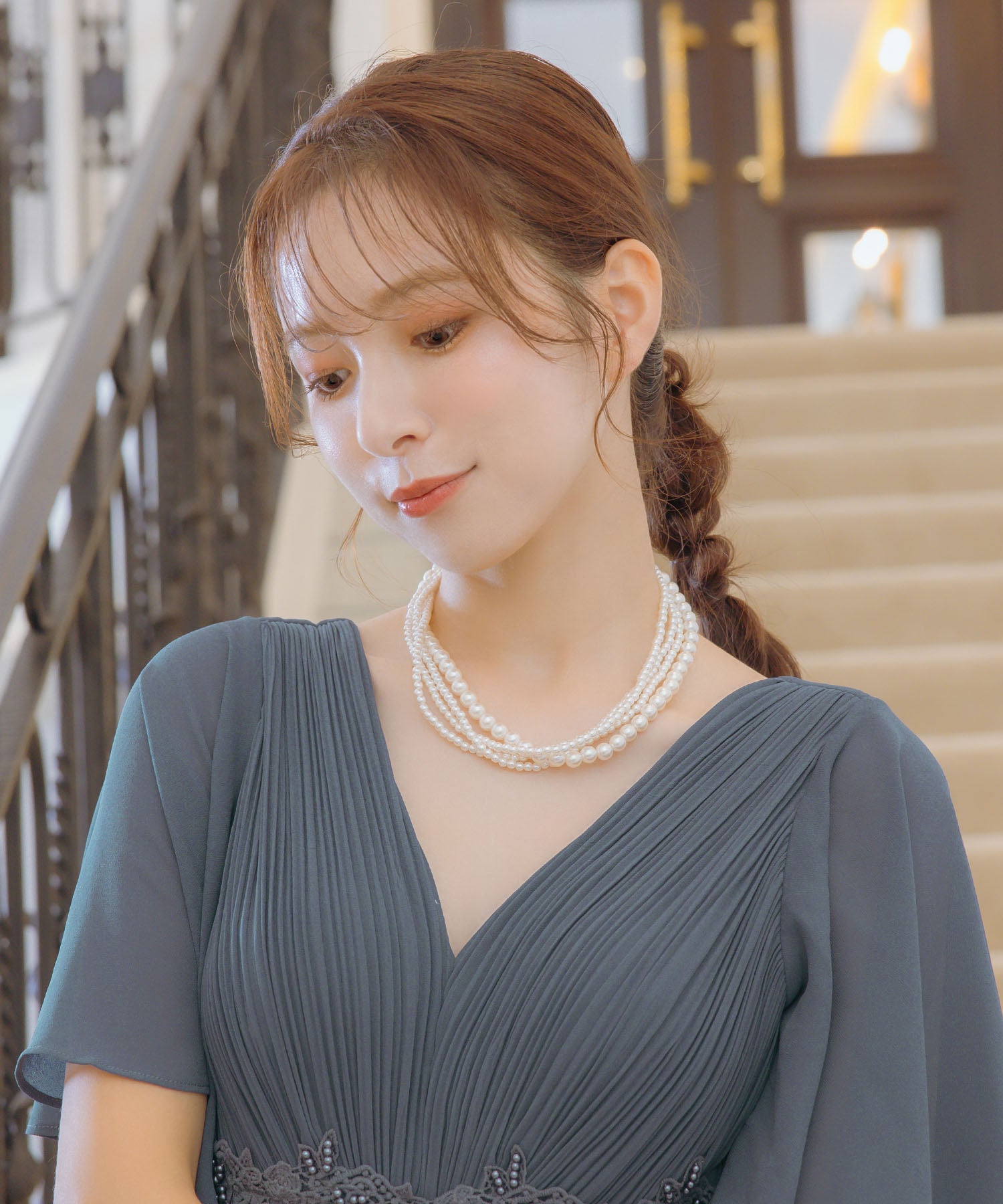 レティカ Retica 4連パールフォーマルデザインネックレス パーティー (ホワイト) ホワイト