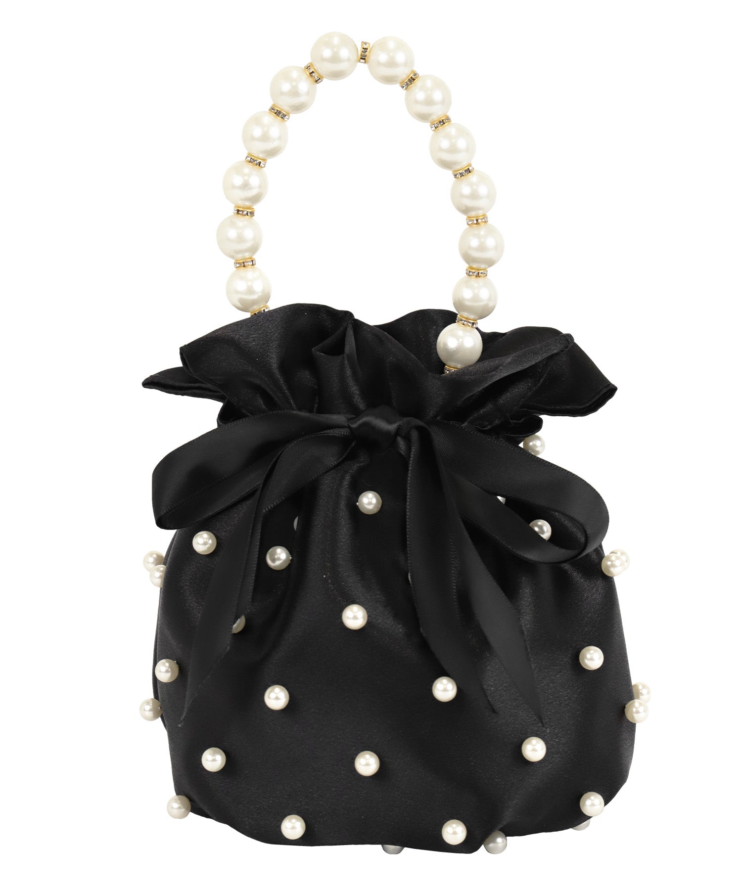 Retica Yukata Accessories 2Way Pearl Satin Drawstring Mini Basket Bag