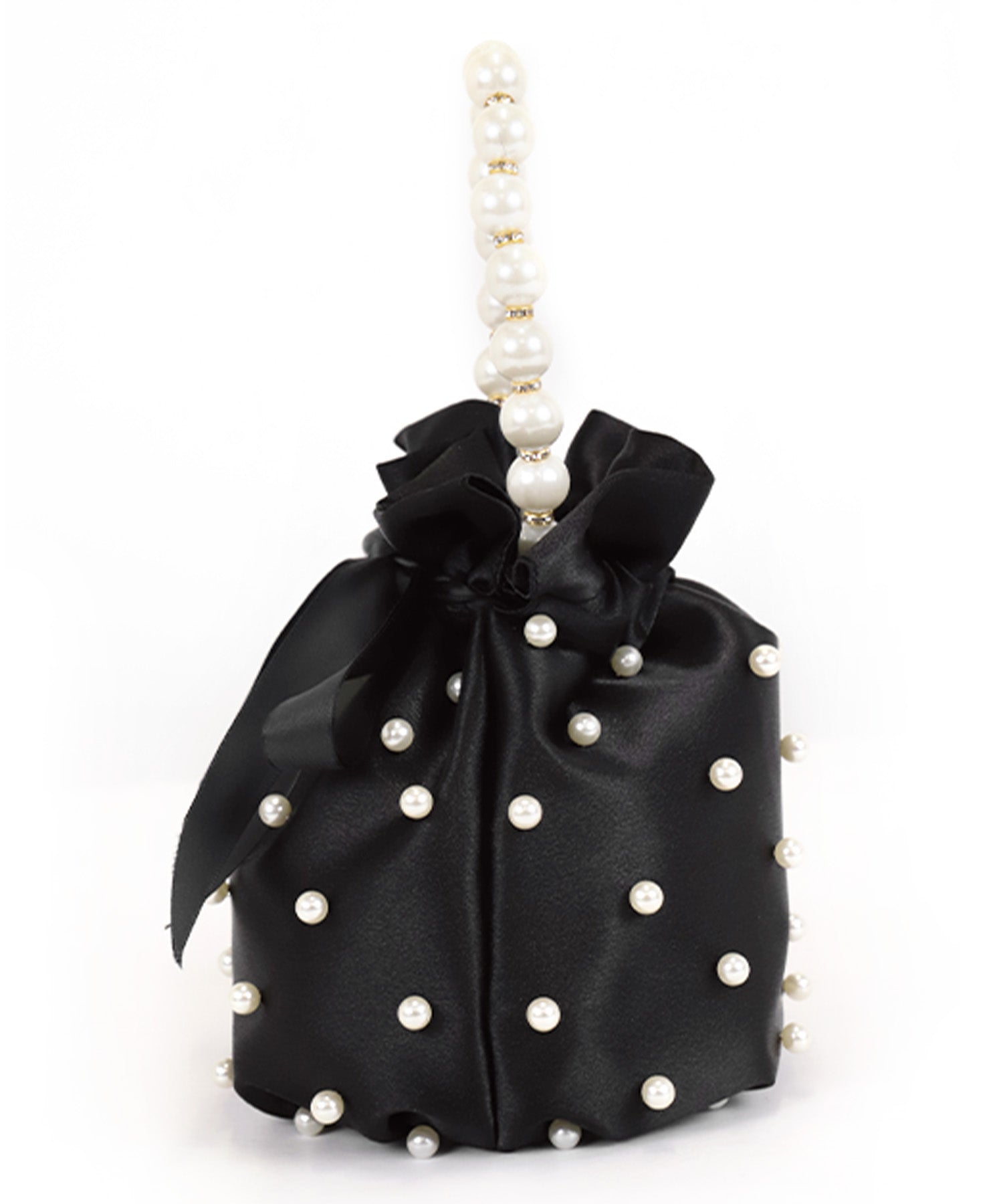 Retica Yukata Accessories 2Way Pearl Satin Drawstring Mini Basket Bag