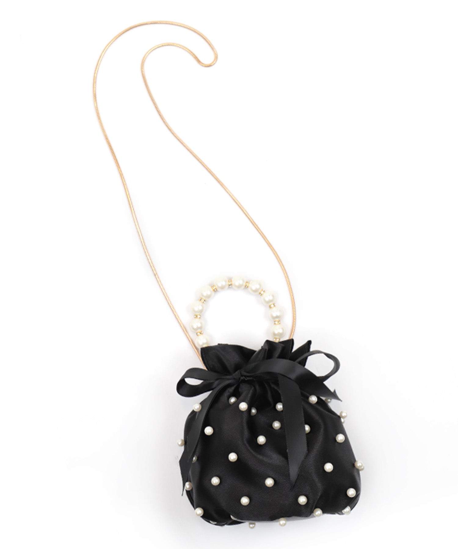 Retica Yukata Accessories 2Way Pearl Satin Drawstring Mini Basket Bag