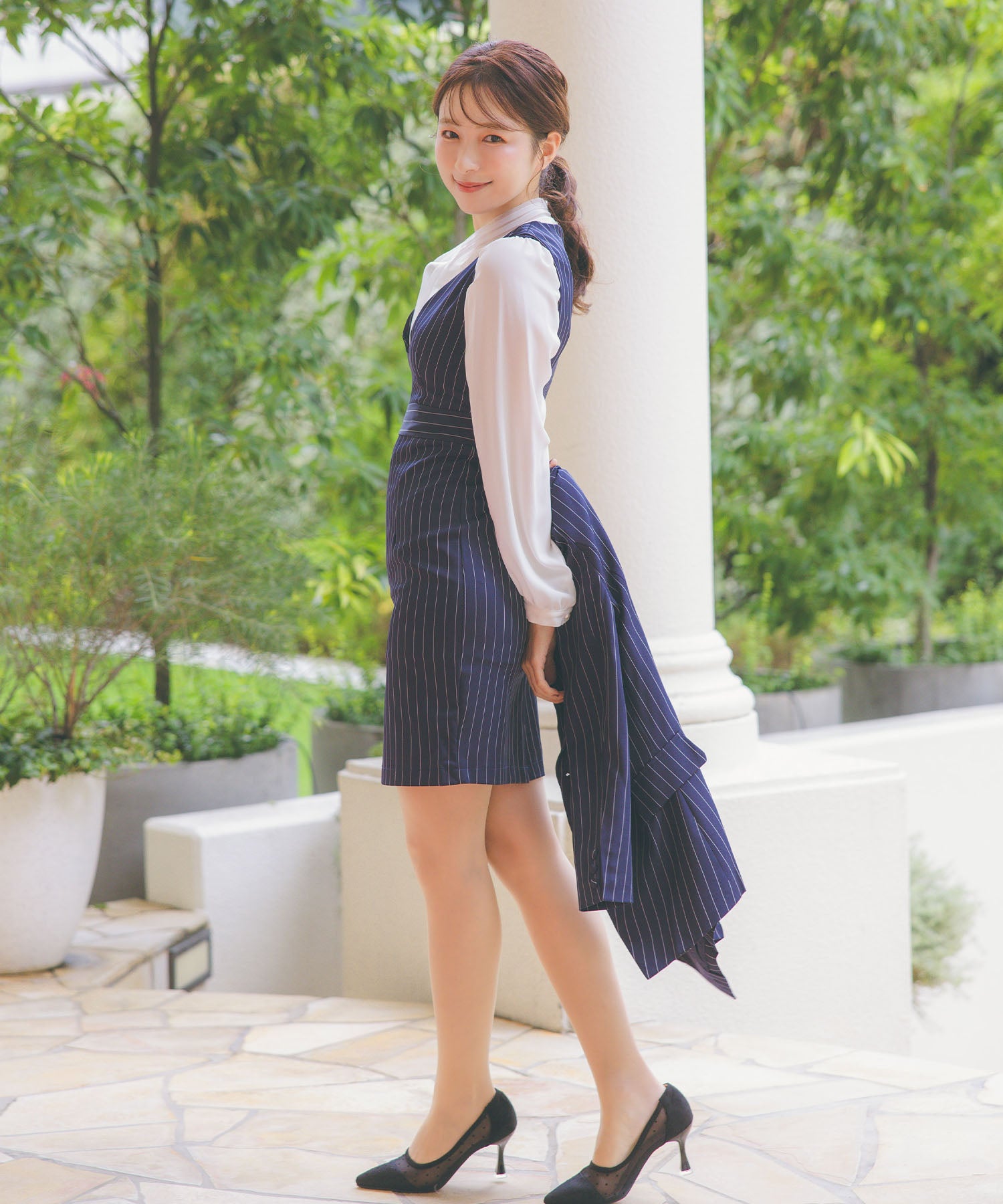 Retica Stripe Pattern Jacket Knee-Length Dress Style Ceremony Suit