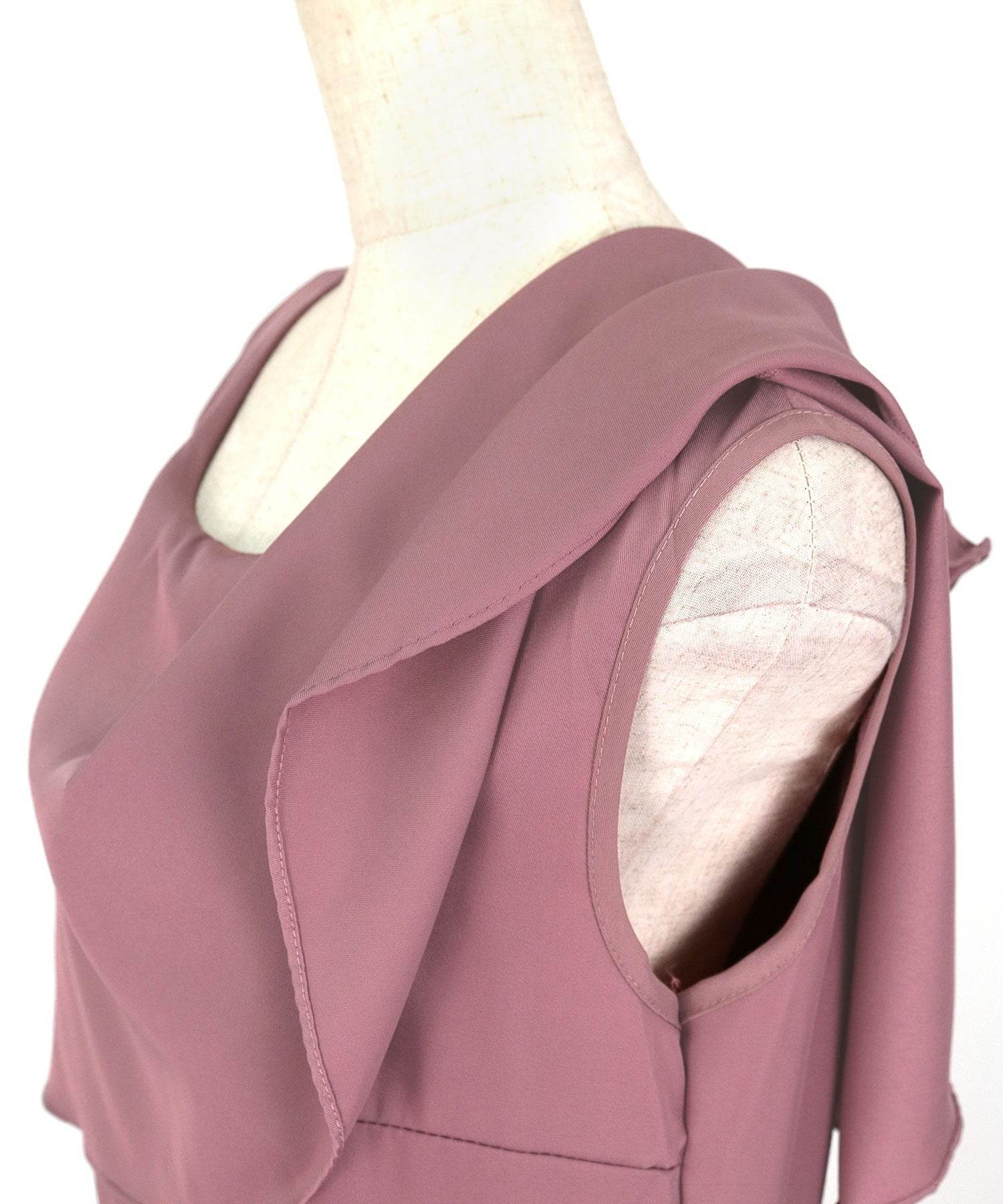 Retica Cape Collar Waist Ribbon Wide Pants Dress