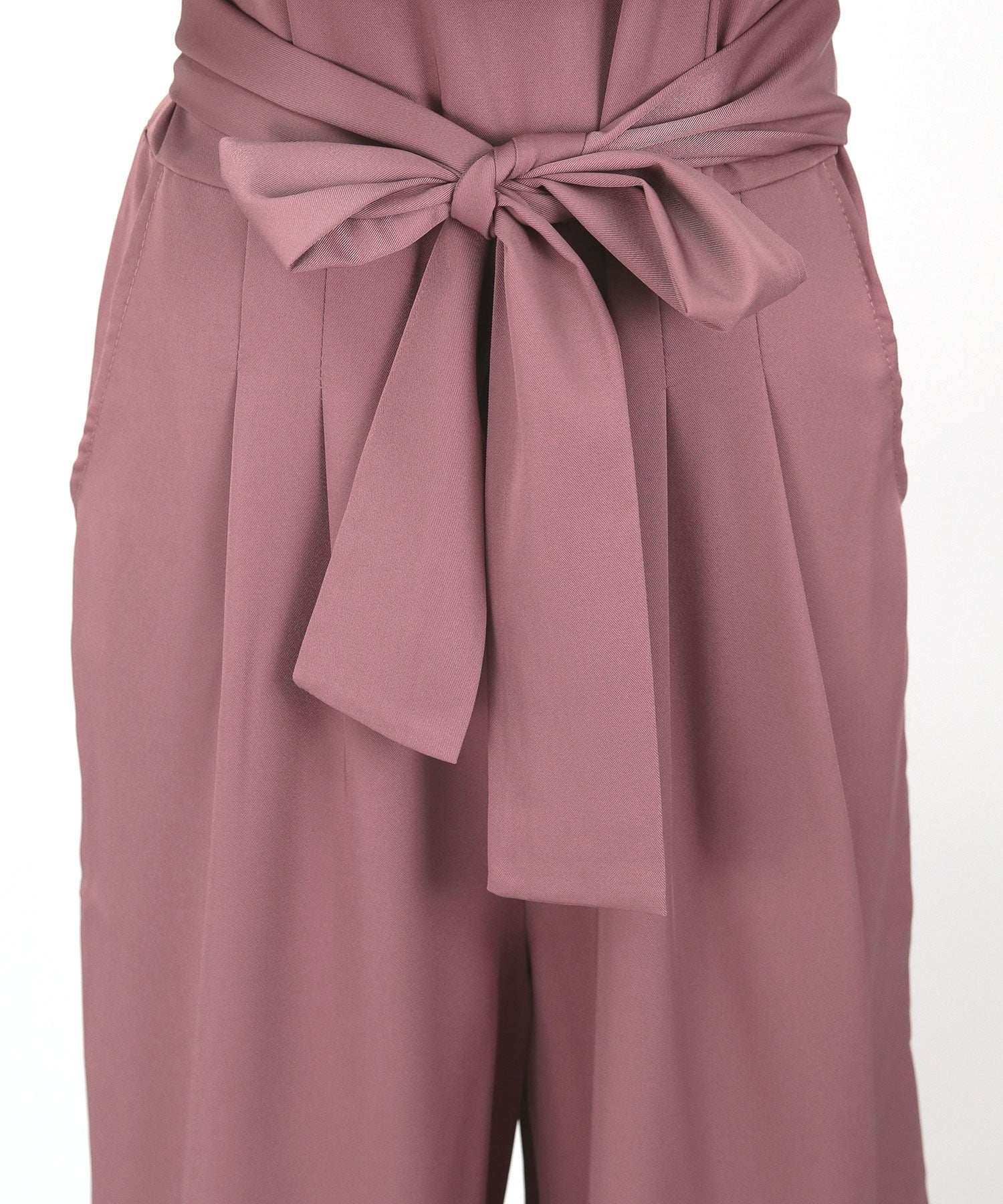 Retica Cape Collar Waist Ribbon Wide Pants Dress