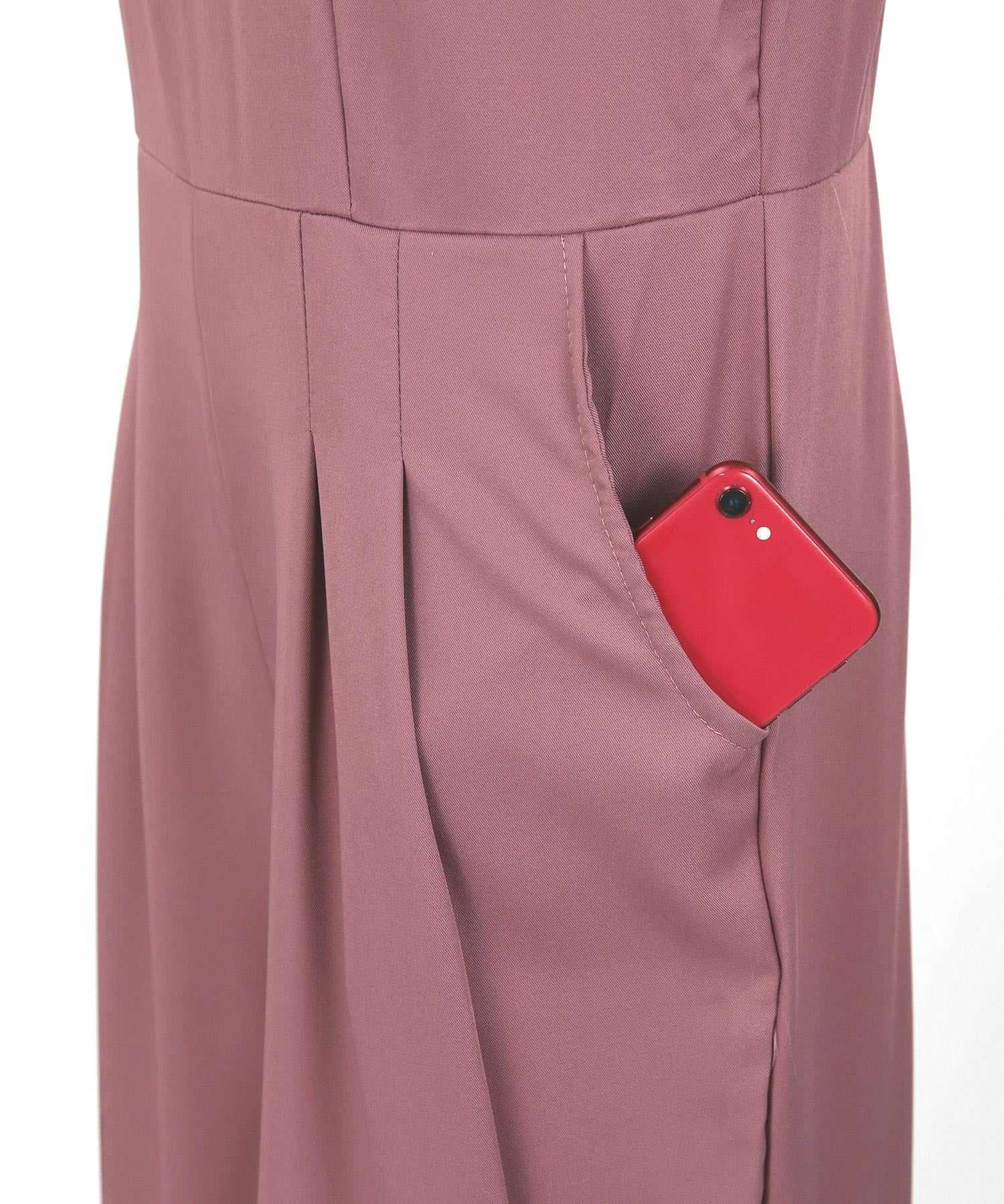 Retica Cape Collar Waist Ribbon Wide Pants Dress