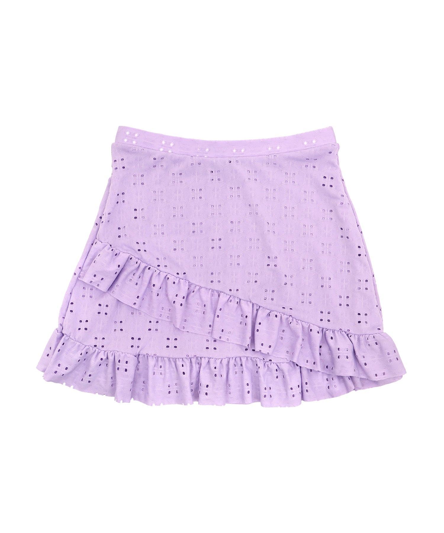 レティカ Retica 水着レディース エンブロイダリー レース カットアウト リボン ビスチェ 体型カバー フリル ラップスカート 韓国風 ガーリー タンキニ【返品不可商品】 (ラベンダー) ラベンダー