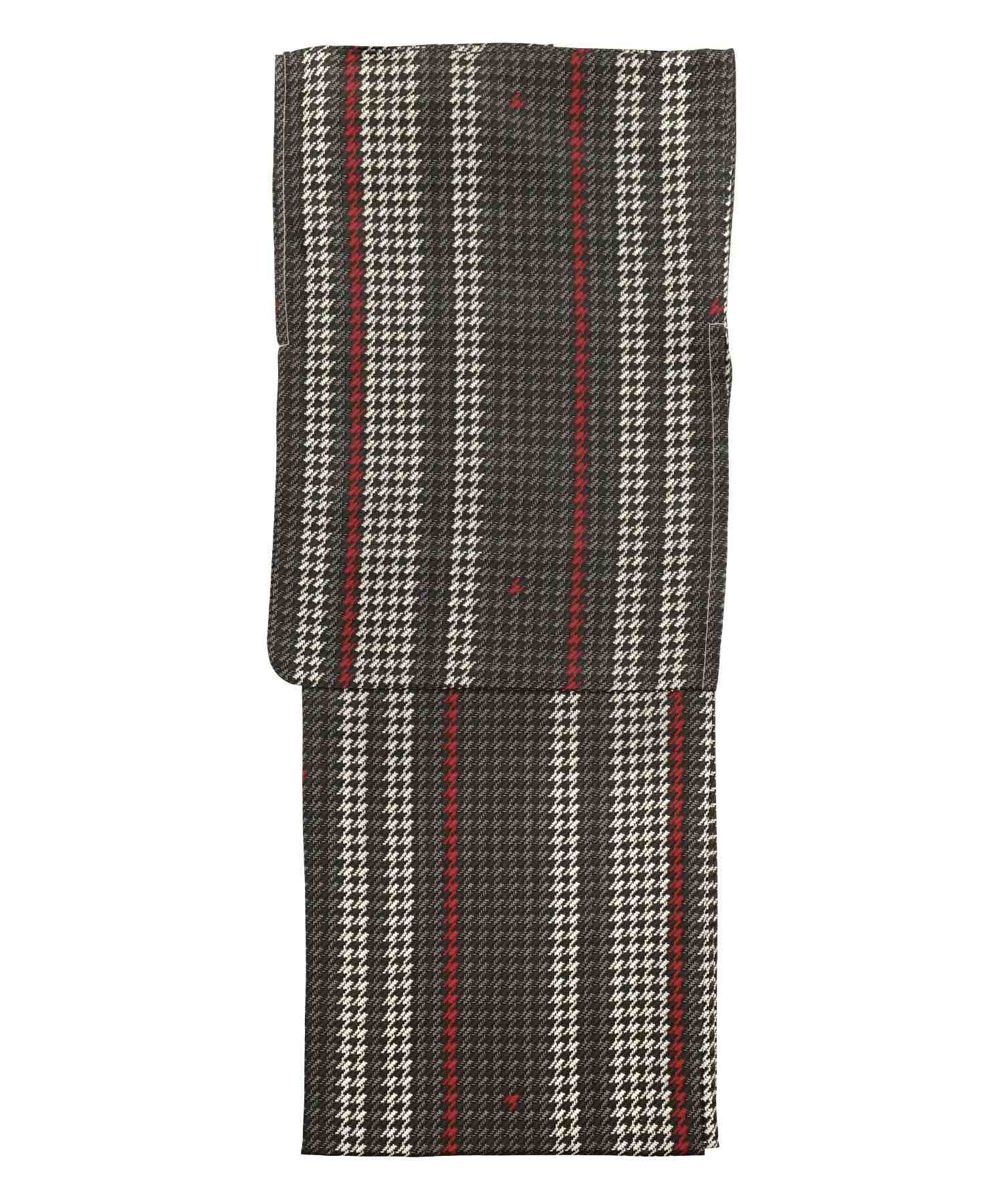 レティカ Retica レトロ ツイード風チェック ゆかた3点セット (浴衣+作り帯+下駄) (グレー) グレー