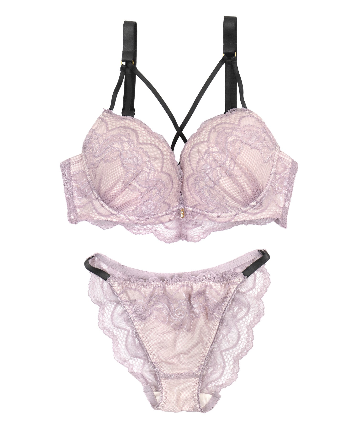 レティカ Retica 下着 スカラップレース クロスコード ワイヤーカップ ブラジャー ショーツ ランジェリー 2点セット【返品不可商品】 (ラベンダー) ラベンダー