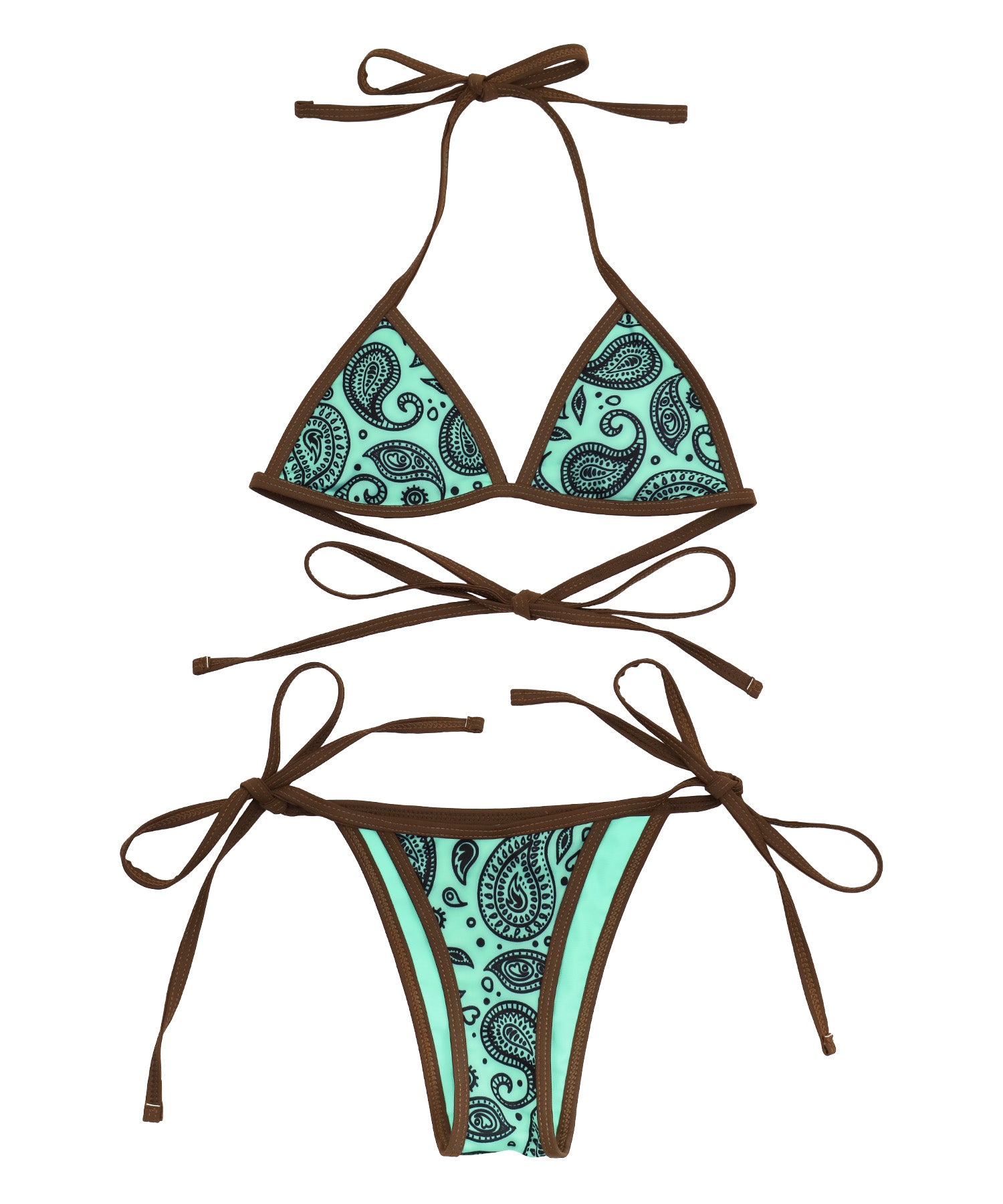レティカ Retica 水着レディース リバーシブル ペイズリー ホルターネック ギャル 三角 ビキニ【返品不可商品】 (ミント) ミント