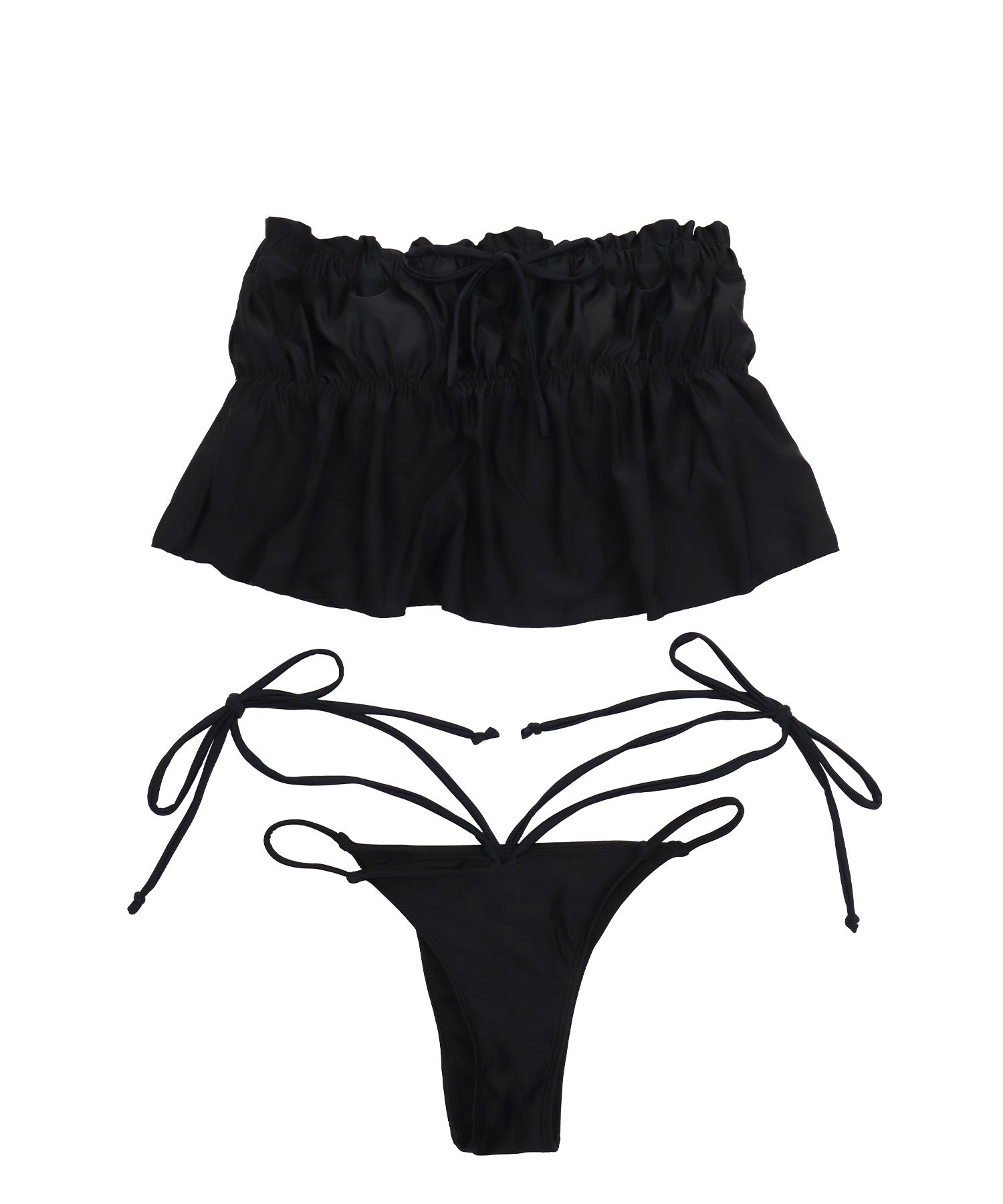 レティカ Retica 水着レディース フレア ベア ビスチェ ワンカラー 体型カバー コードリボン ギャル ビキニ【返品不可商品】 (ブラック) ブラック