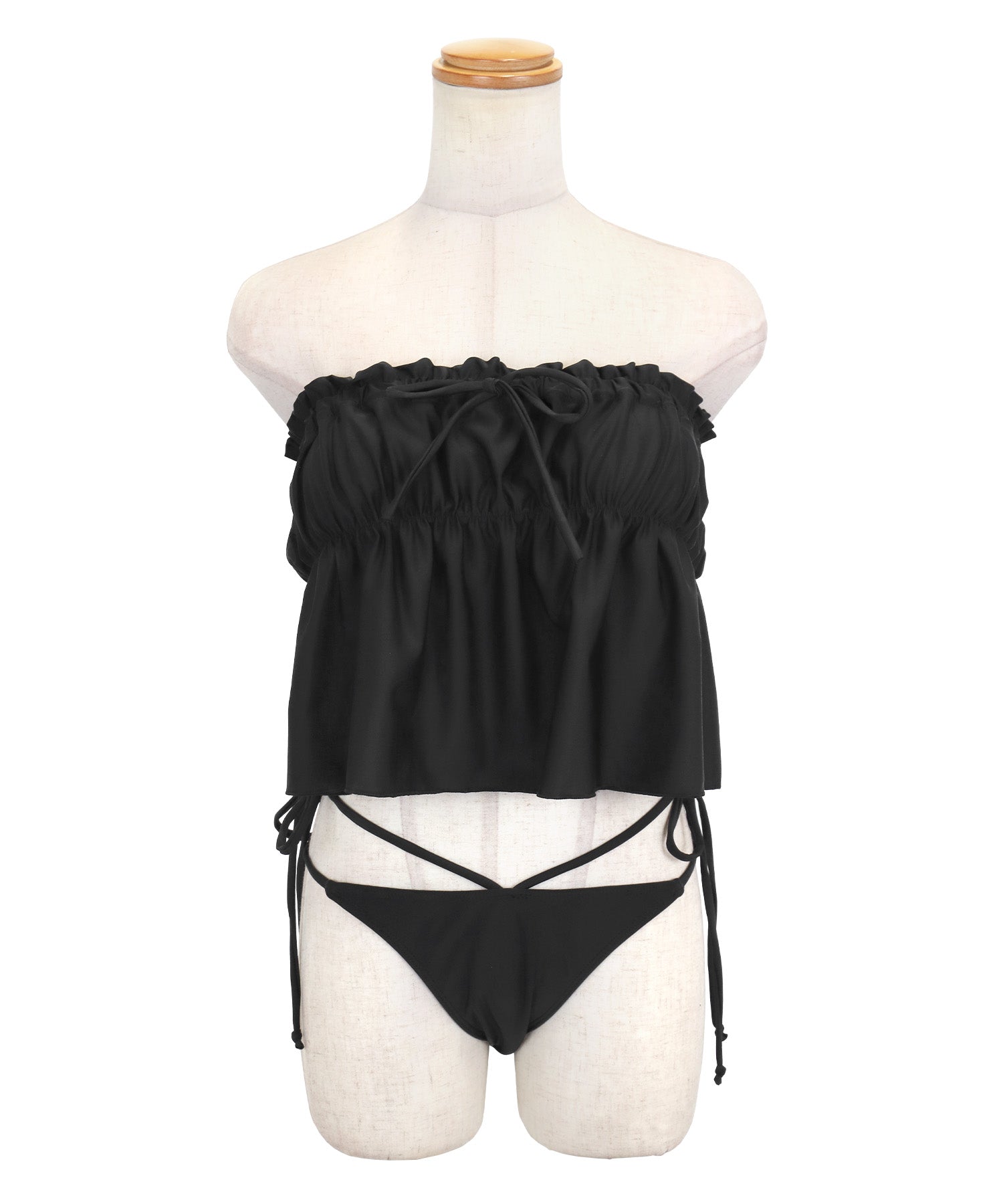 レティカ Retica 水着レディース フレア ベア ビスチェ ワンカラー 体型カバー コードリボン ギャル ビキニ【返品不可商品】 (ブラック) ブラック