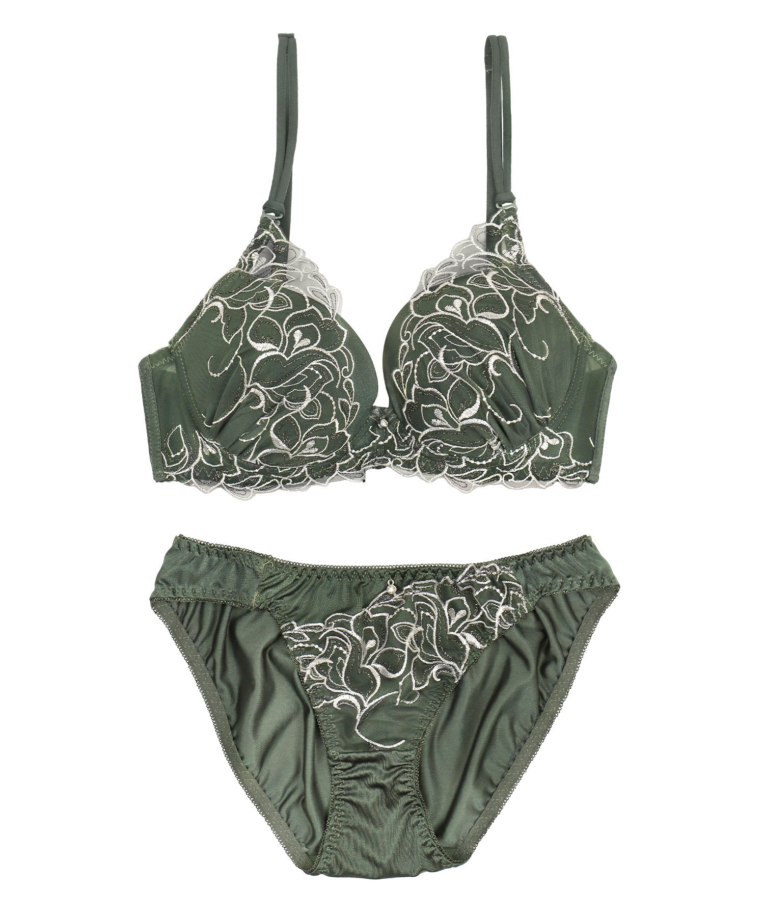レティカ Retica 下着セット レディース セットアップエンブロイダリー レース 刺繍 ワイヤー ブラジャー ショーツ ランジェリー【返品不可商品】 (エバーグリーン) エバーグリーン