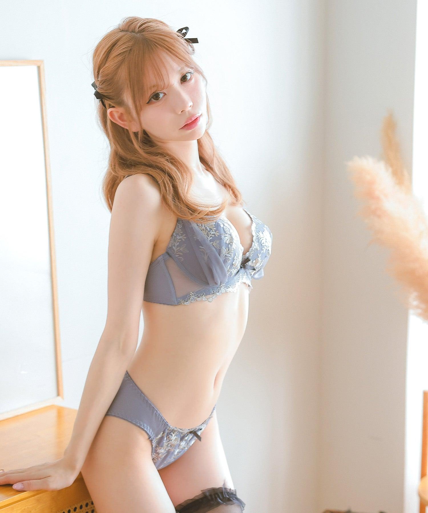 レティカ Retica 下着セット レディース セットアップ クラシカルリーフ 刺繍 チュールベール リボン ワイヤー ブラジャー ショーツ ランジェリー【返品不可商品】 (ラベンダー) ラベンダー