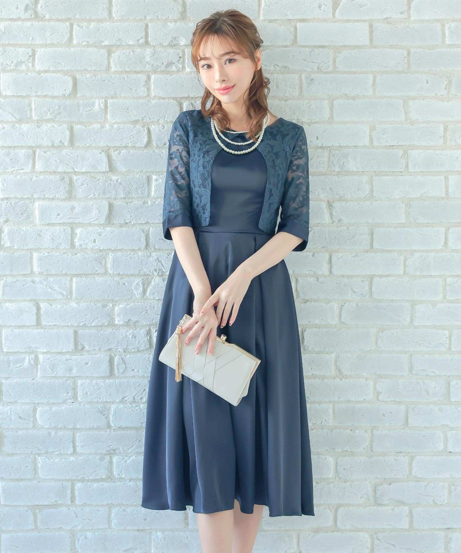 slim fit dress slacks Retica Party Dress Floral Lace Cape Style High Waist A-line Skirt One-