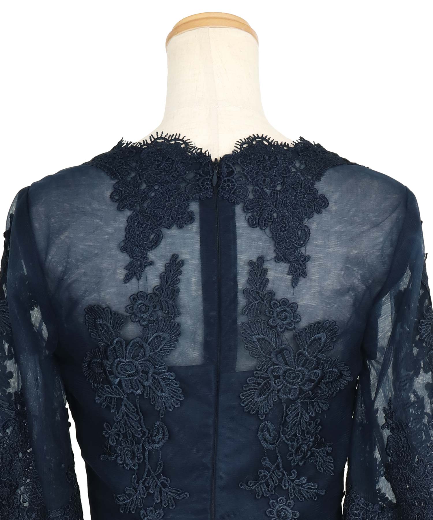 レティカ Retica 立体刺繍重ねチュール五分袖ミモレ丈ワンピースパーティードレス 大きいサイズ(ブラック) ブラック