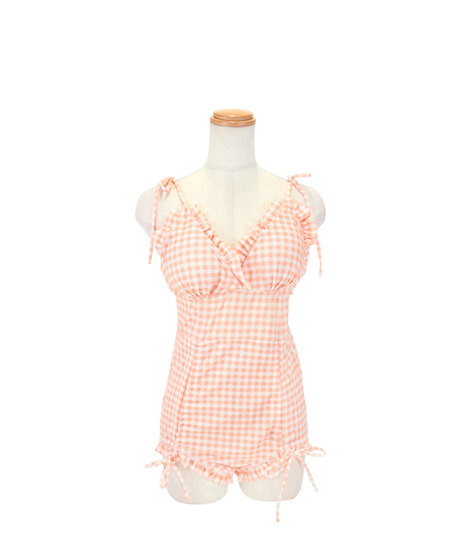 レティカ Retica 水着 ギンガムチェックフリルリボン体型カバー韓国風モノキニビキニ【返品不可商品】