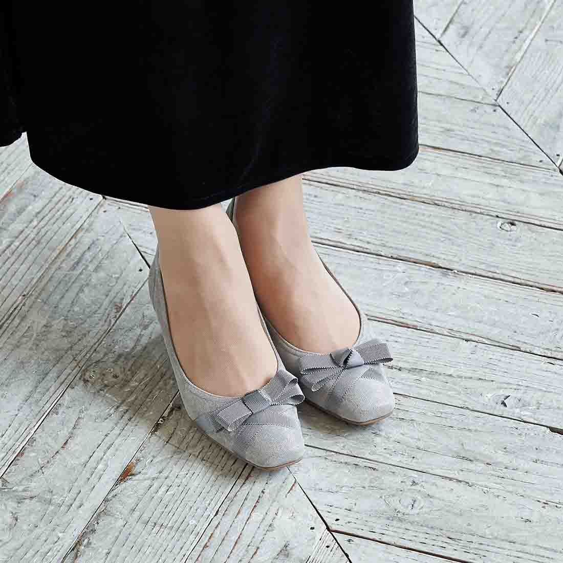 リズ ラフィーネ Riz raffinee 【3E】グログランリボンパンプス