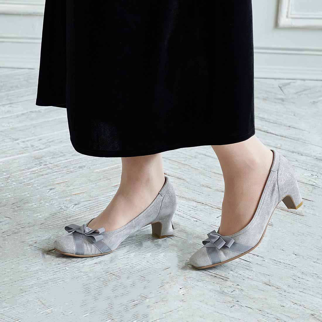 リズ ラフィーネ Riz raffinee 【3E】グログランリボンパンプス