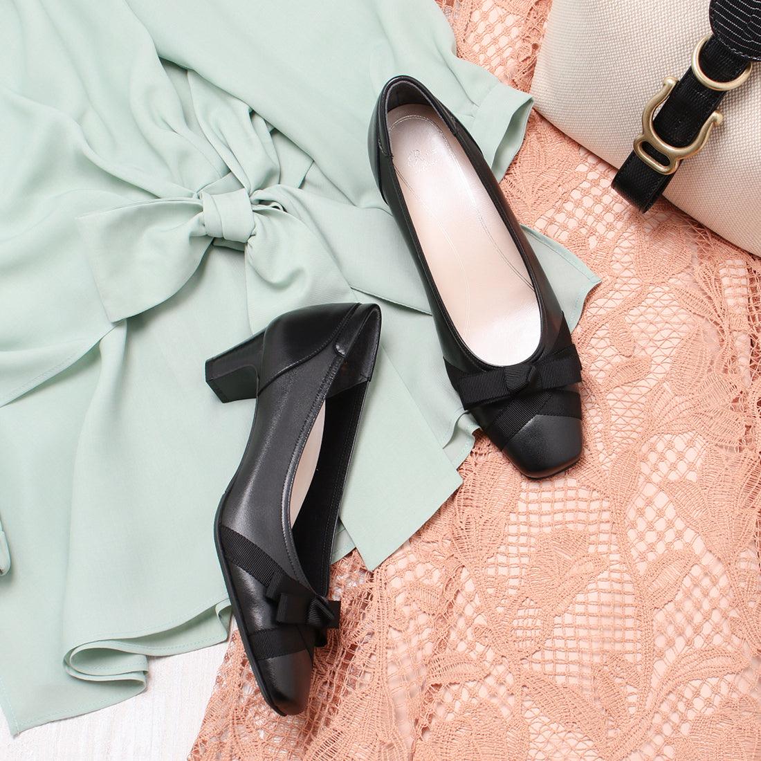 リズ ラフィーネ Riz raffinee 【3E】グログランリボンパンプス