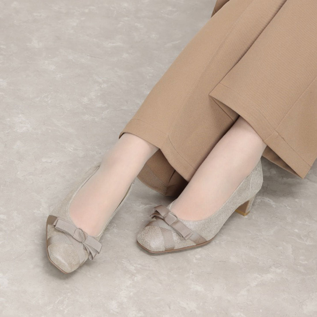 リズ ラフィーネ Riz raffinee 【3E】グログランリボンパンプス