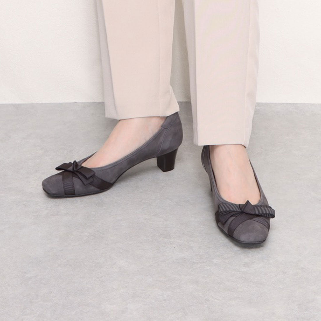 リズ ラフィーネ Riz raffinee 【3E】グログランリボンパンプス