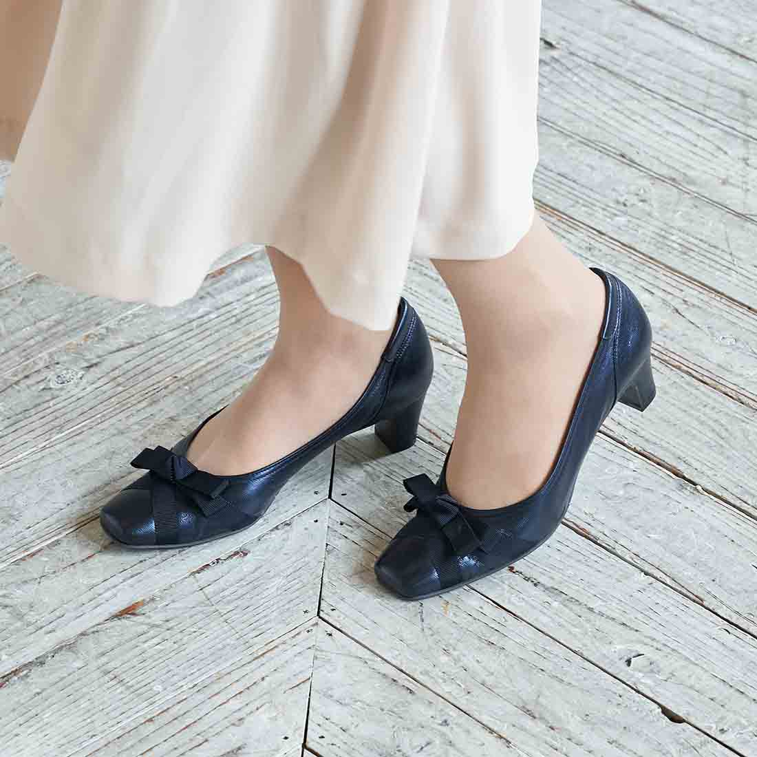 リズ ラフィーネ Riz raffinee 【3E】グログランリボンパンプス