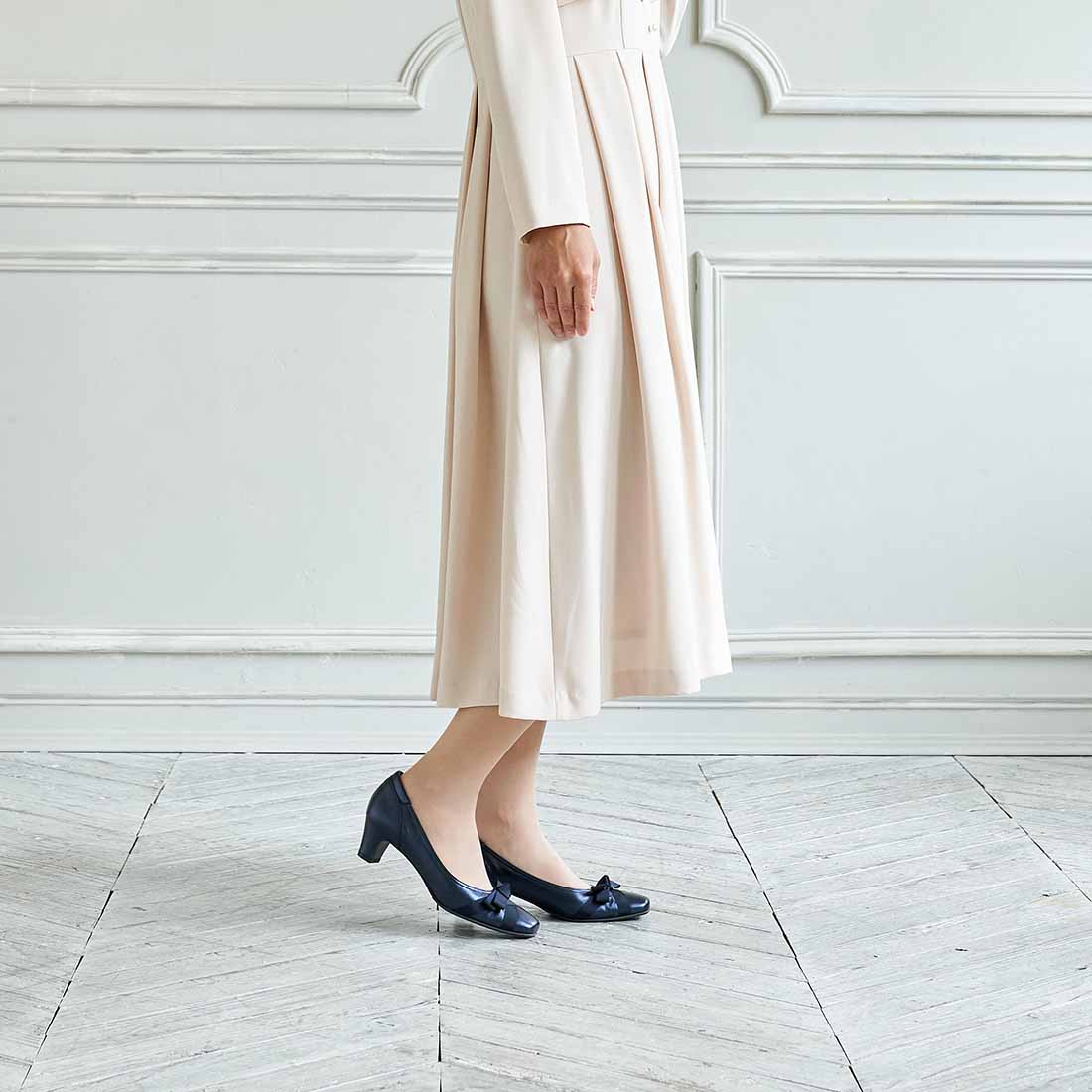 リズ ラフィーネ Riz raffinee 【3E】グログランリボンパンプス