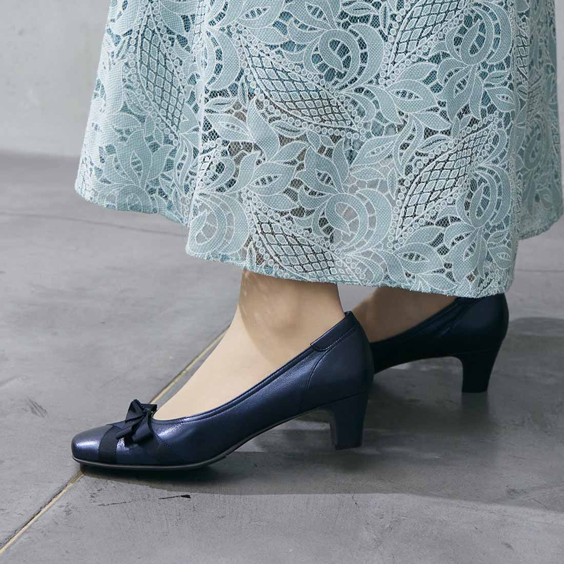 リズ ラフィーネ Riz raffinee 【3E】グログランリボンパンプス