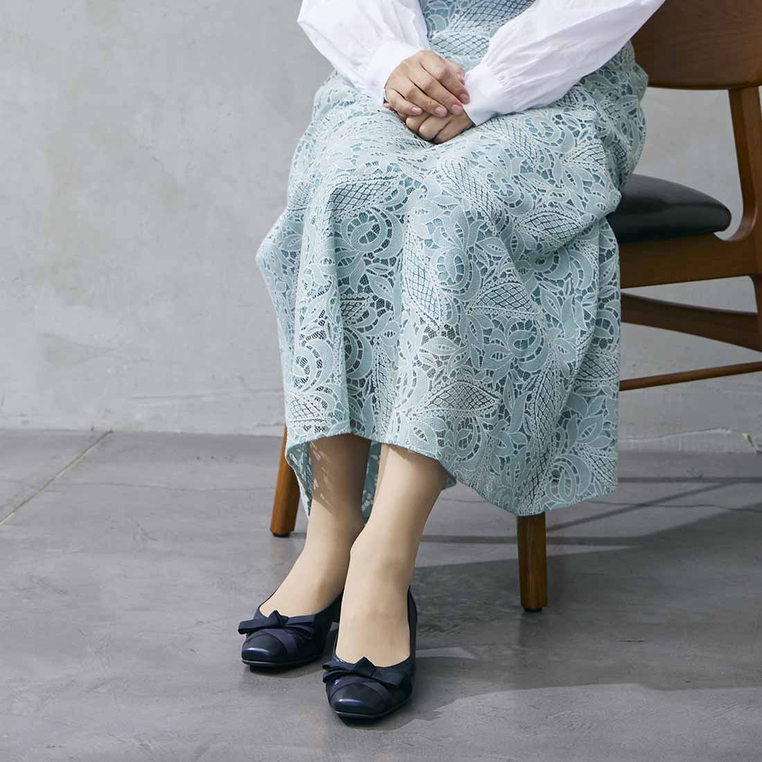 リズ ラフィーネ Riz raffinee 【3E】グログランリボンパンプス