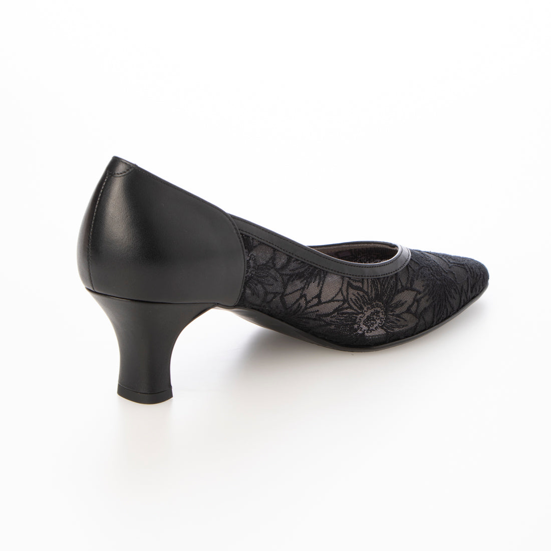 Vカットレースパンプス