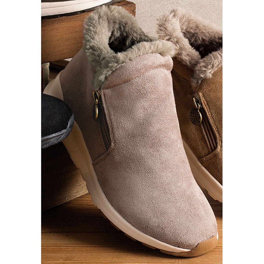 ジーラ GeeRA 【earth music&ecology】あったかスニーカーブーツ,グレー