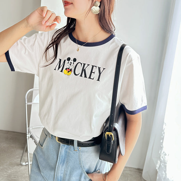ジーラ GeeRA 《FIRSTMOODコラボ》【Disney】別注リンガープリントTシャツ (ミニー×杢グレー) ミニー×杢グレー