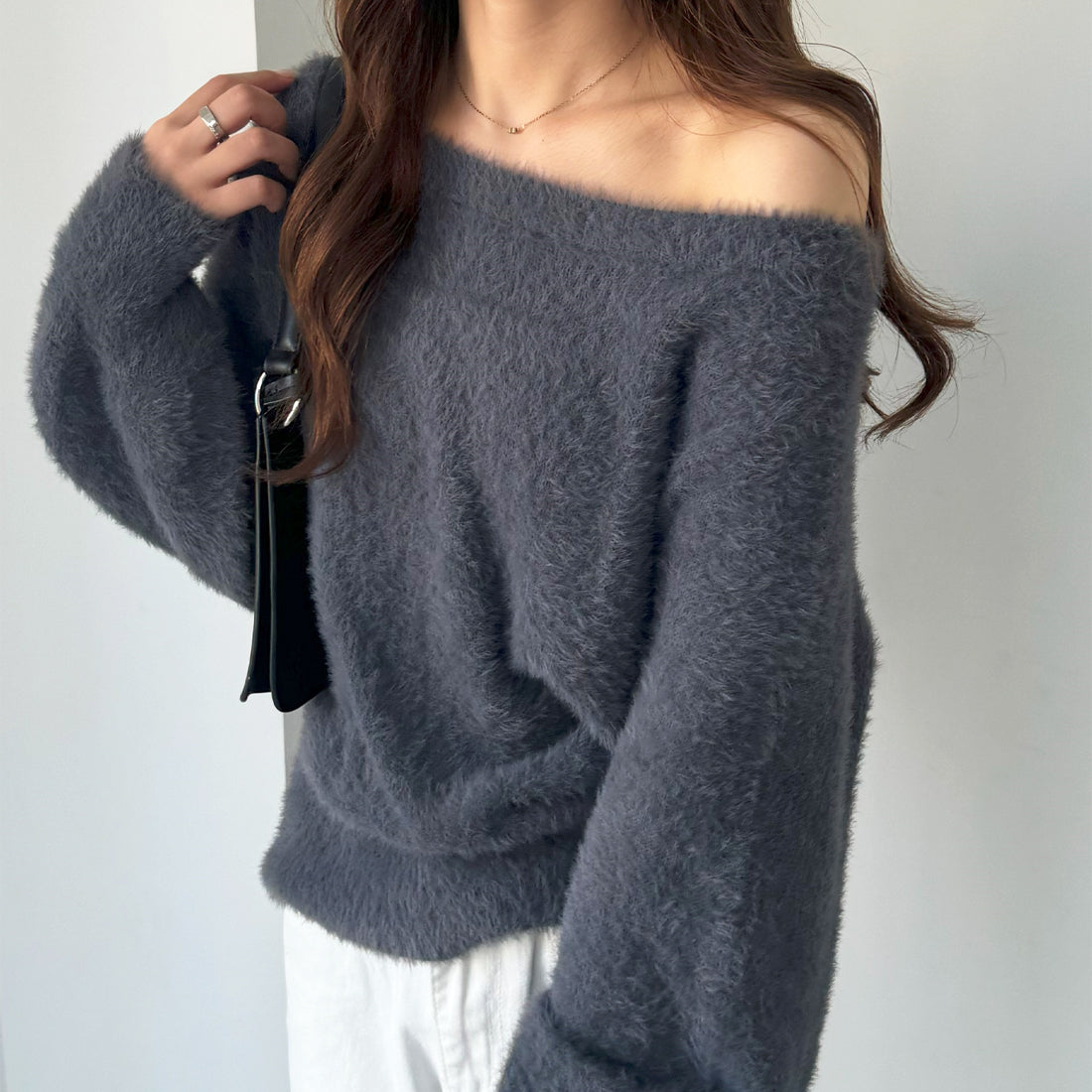 ジーラ GeeRA 【nelliy.】オフショルニット (チャコールグレー) チャコールグレー