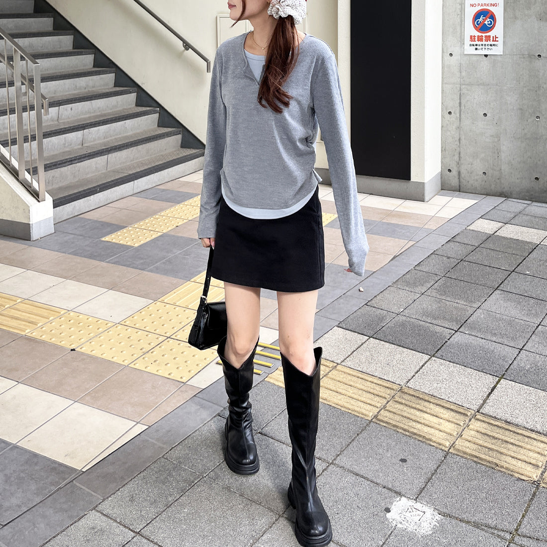 ジーラ GeeRA 【nelliy.】レイヤード風カットソー (グレー) グレー