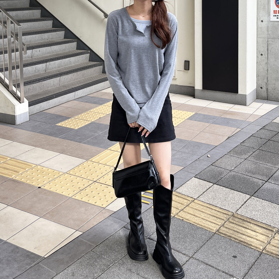 ジーラ GeeRA 【nelliy.】レイヤード風カットソー (グレー) グレー