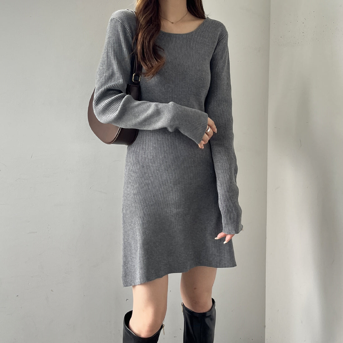 ジーラ GeeRA 【nelliy.】バックオープンワンピース (グレー(ミニ)) グレー(ミニ)