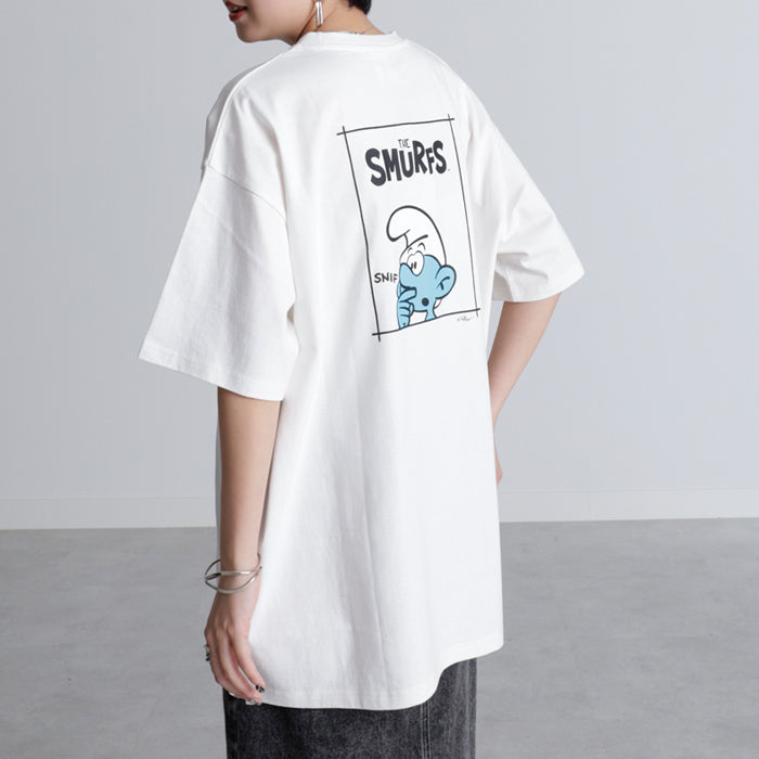 ジーラ GeeRA 【スマーフ】コラボプリントTシャツ (ビッグプリント白) ビッグプリント白
