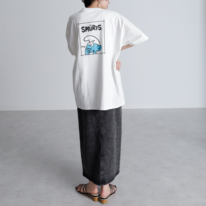 ジーラ GeeRA 【スマーフ】コラボプリントTシャツ (ビッグプリント白) ビッグプリント白