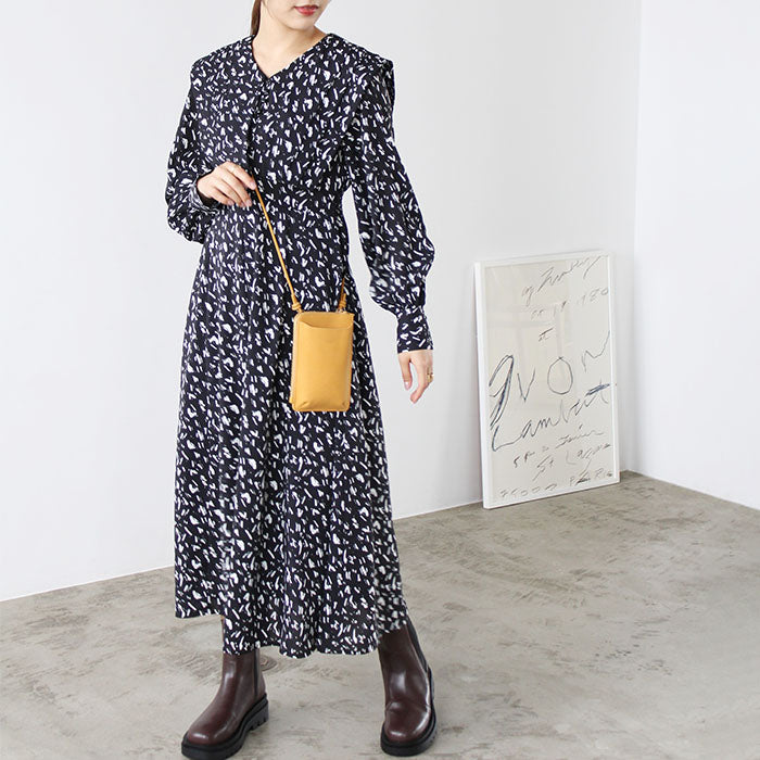 ジーラ GeeRA セーラーカラープリントワンピース,ブラック系