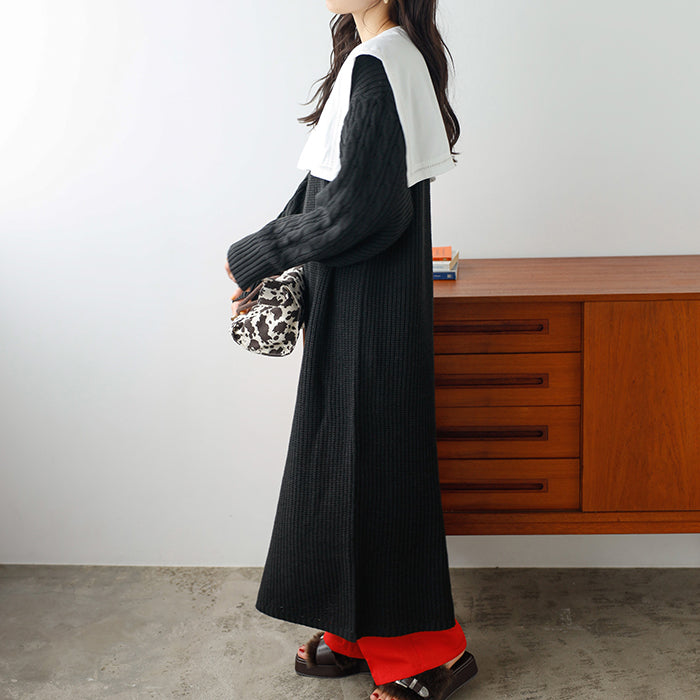 ジーラ GeeRA 袖ケーブルニットワンピース