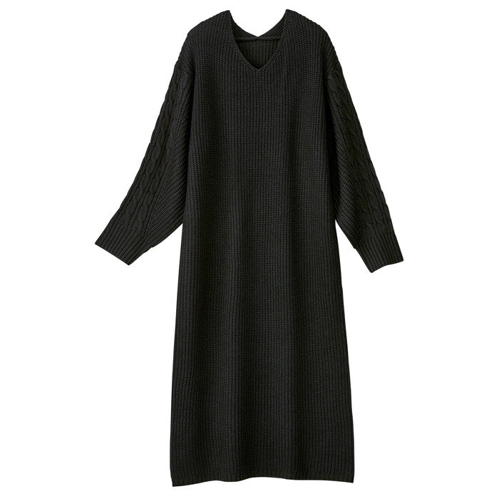 ジーラ GeeRA 袖ケーブルニットワンピース