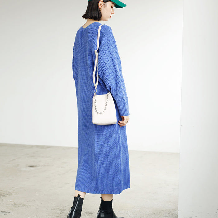 ジーラ GeeRA 袖ケーブルニットワンピース