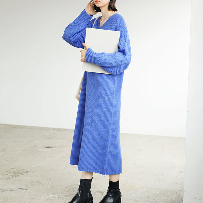 ジーラ GeeRA 袖ケーブルニットワンピース