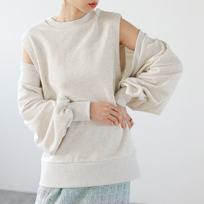 ジーラ GeeRA ボレロセット着回しスウェット,杢アイボリー